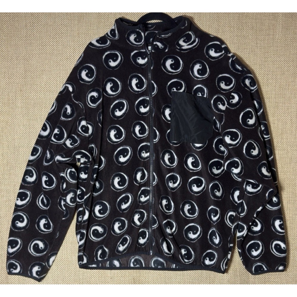 Yin Yang Sherpa Jacket Large Brown‎ Full Zip Earthy Fairy Boho Retro Grunge Boho - Picture 9 of 9